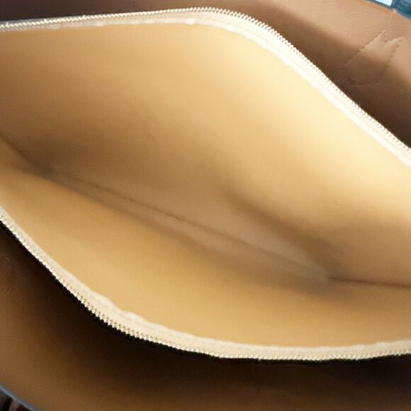 TORY BURCH | Perry 3 Compartment Tote Black Tan Interior Red Logo Charm Gold - Picture 11 of 15